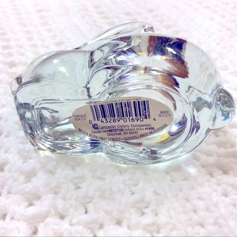 NWT Vintage Indiana‎ Glass Company | Crystal Bunny Rabbit Votive Candle Holder